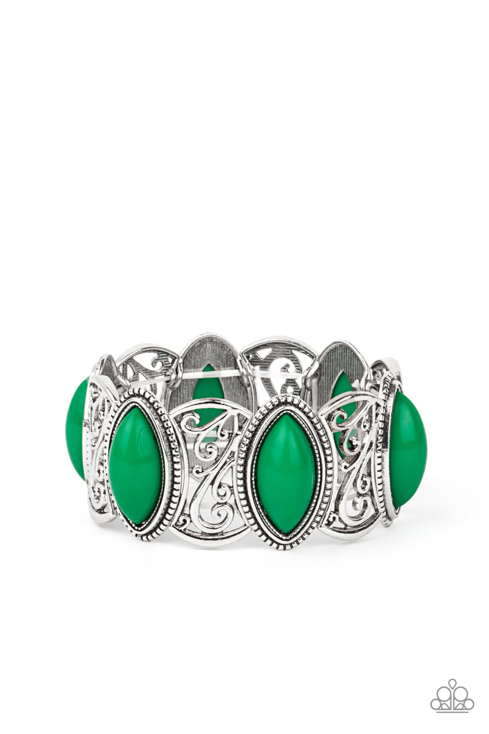 Paparazzi Accessories POP, Skip, and a Jump Green Mint Filigree Bracelet