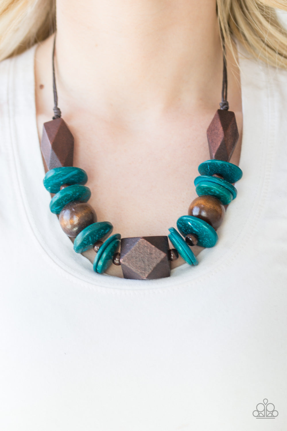 Paparazzi Accessories-Pacific Paradise Blue Wood Necklace Set