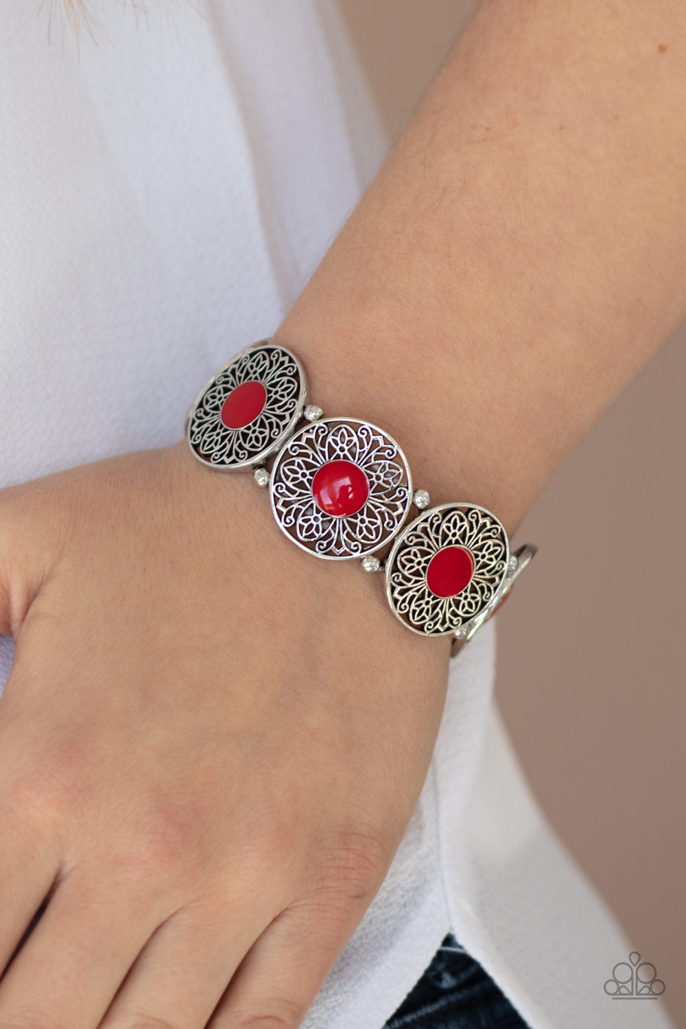 Paparazzi Accessories-Painted Garden Red Bracelet