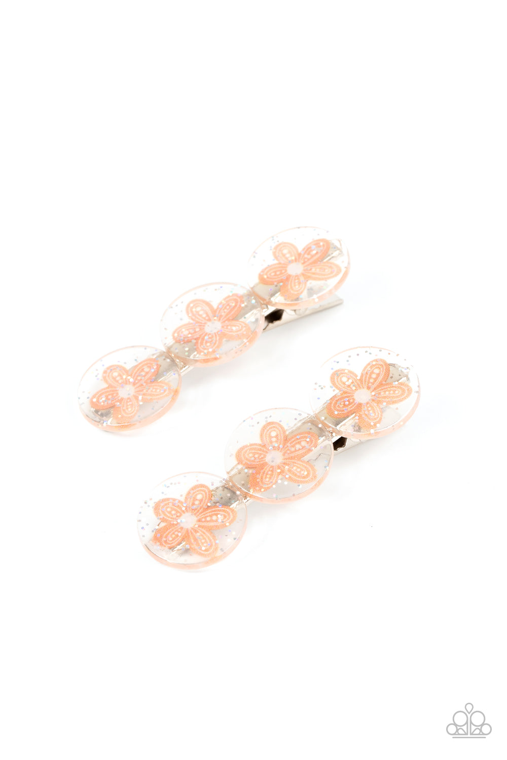 Paparazzi Accessories-Pamper Me In Posies Orange Acrylic Hair Clip