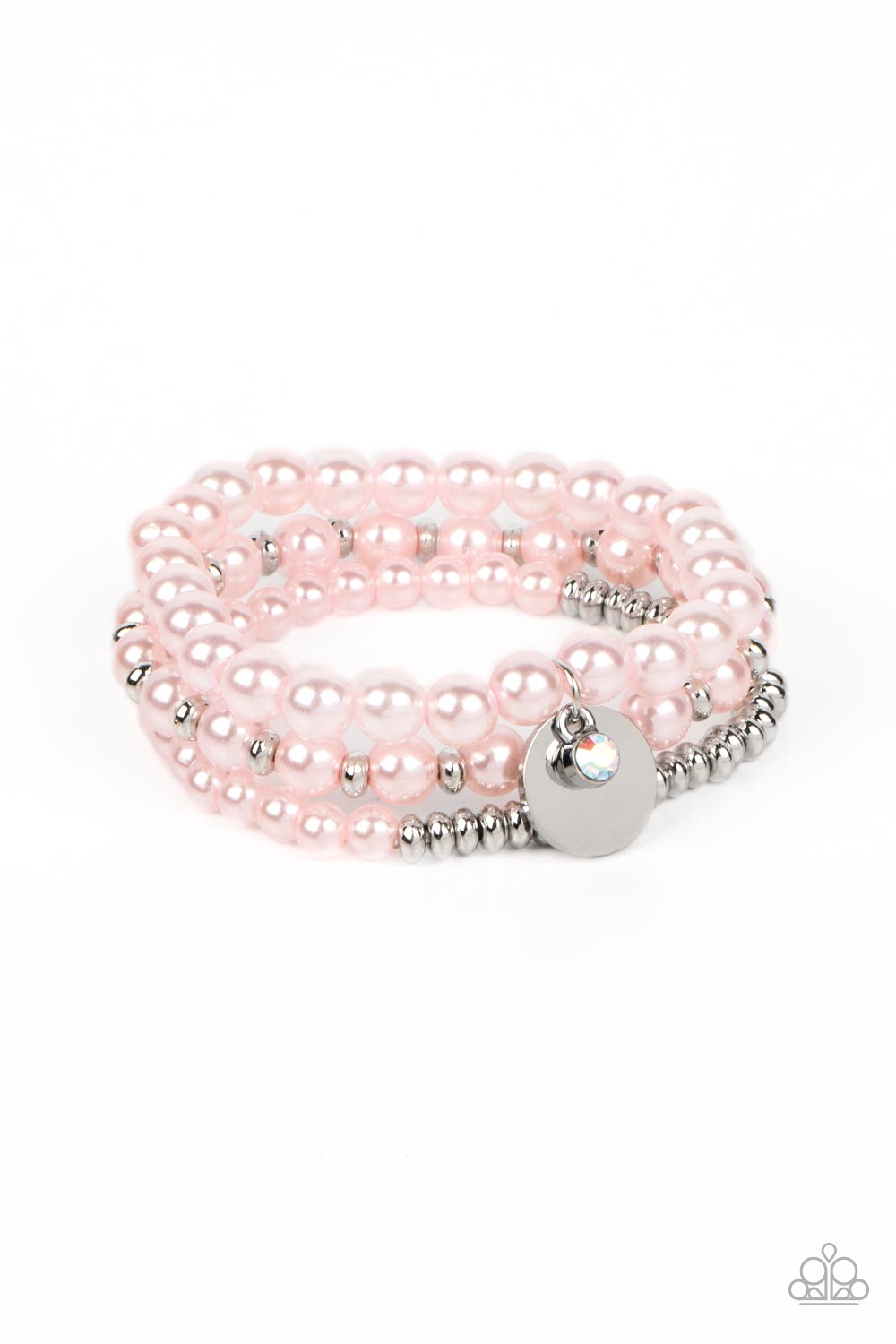 Paparazzi Accessories-Pearly Professional Pink Pearls Silver Bead Bracelet