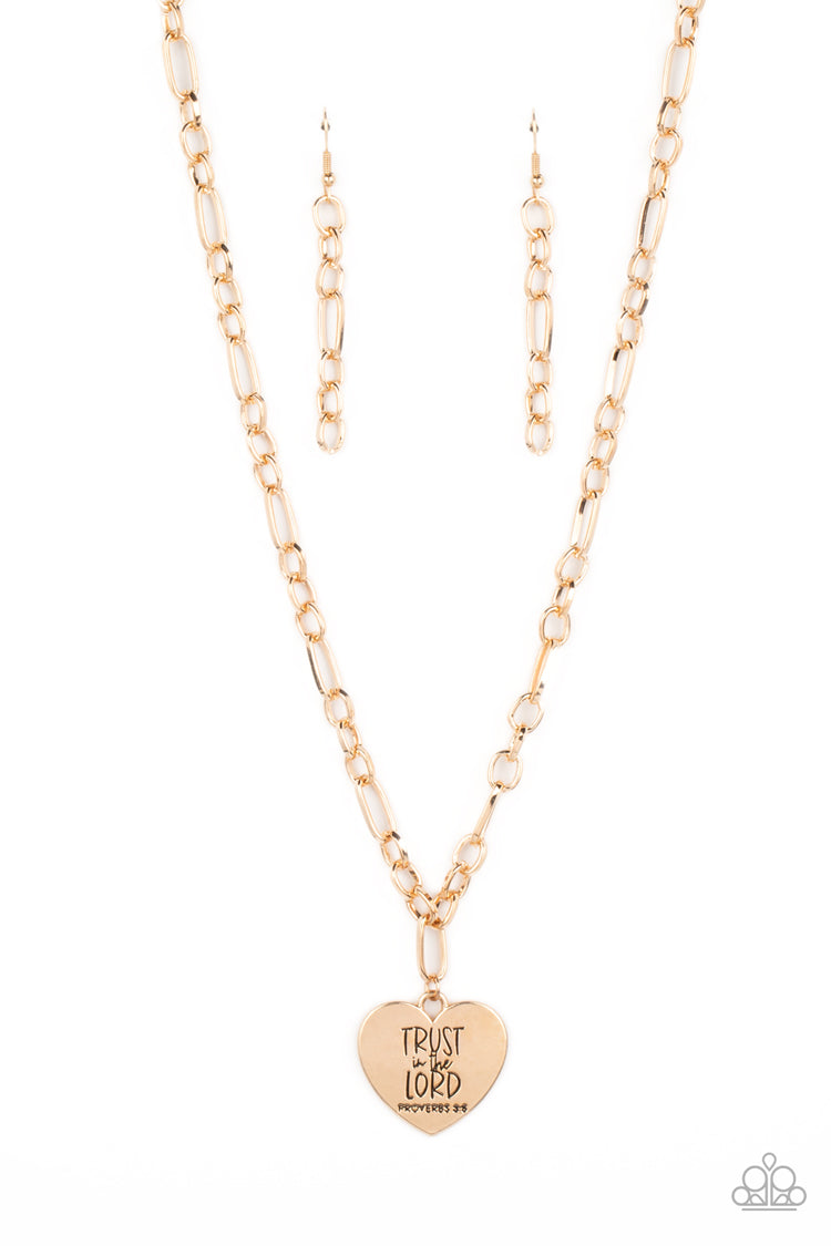Paparazzi Accessories-Perennial Proverbs Gold "Trust In the Lord" Necklace Set