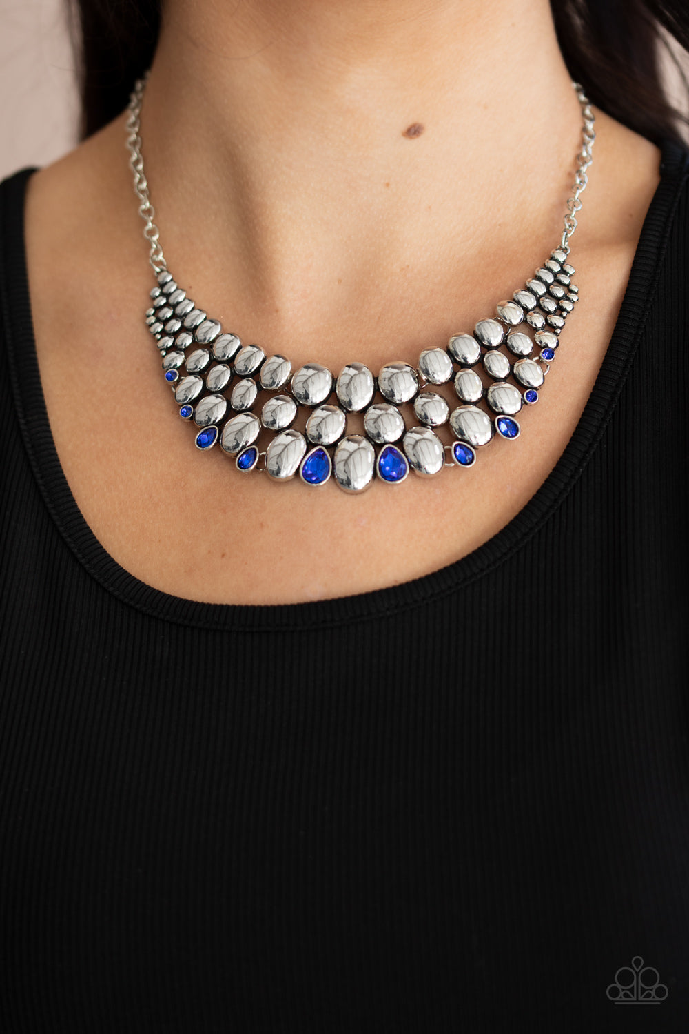Paparazzi Accessories-Powerhouse Party Blue Oval Necklace Set