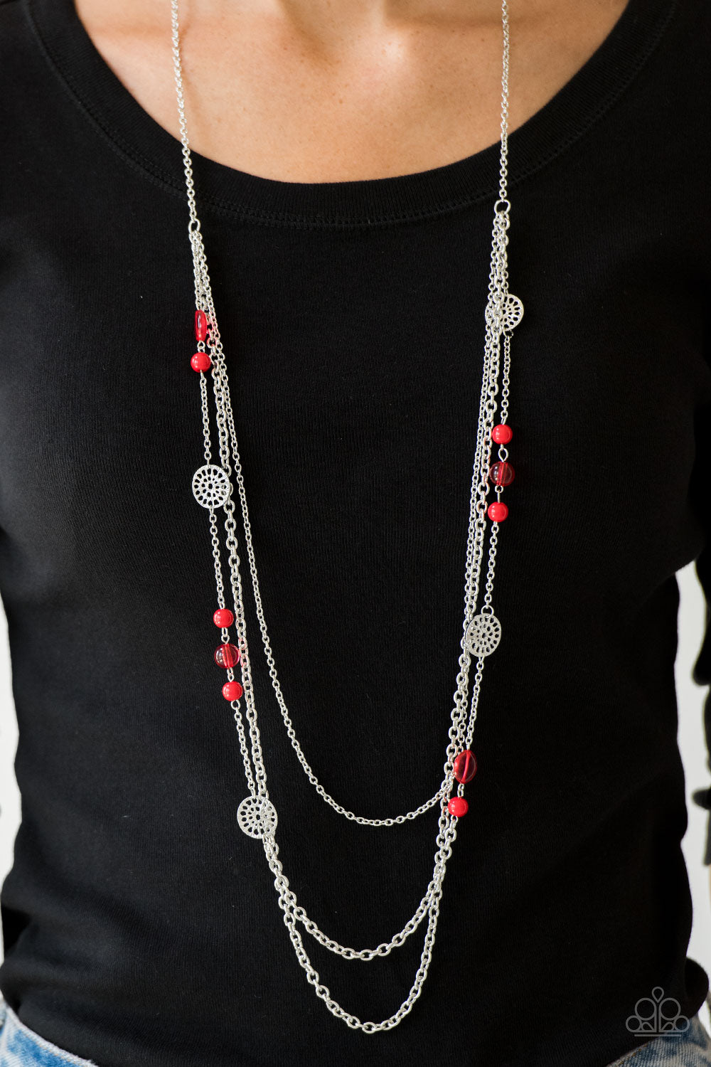 Paparazzi Accessories-Pretty Pop-tastic! Red Ornate Necklace Set
