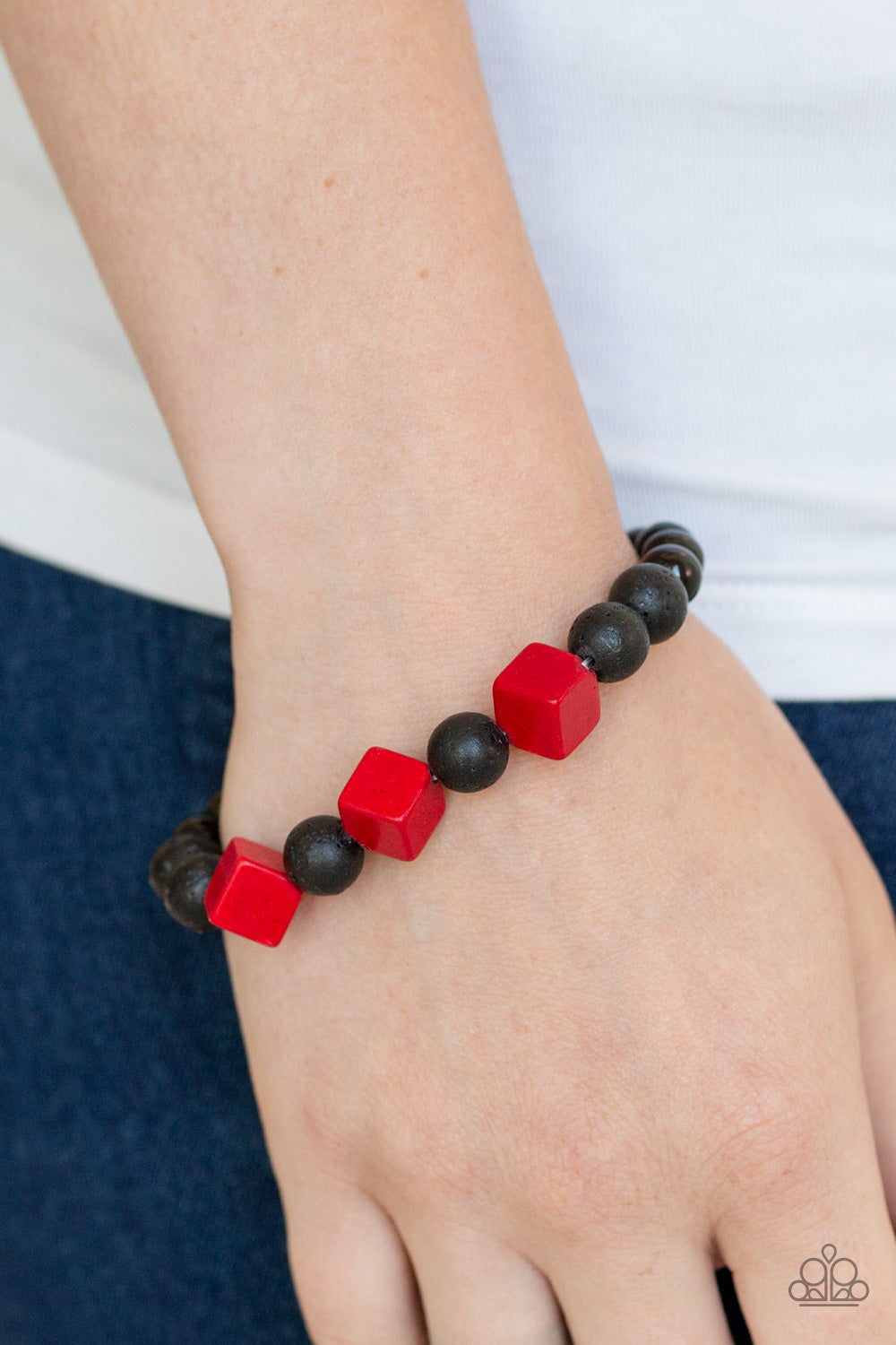 Paparazzi Accessories-Purpose Red Wood Bracelet