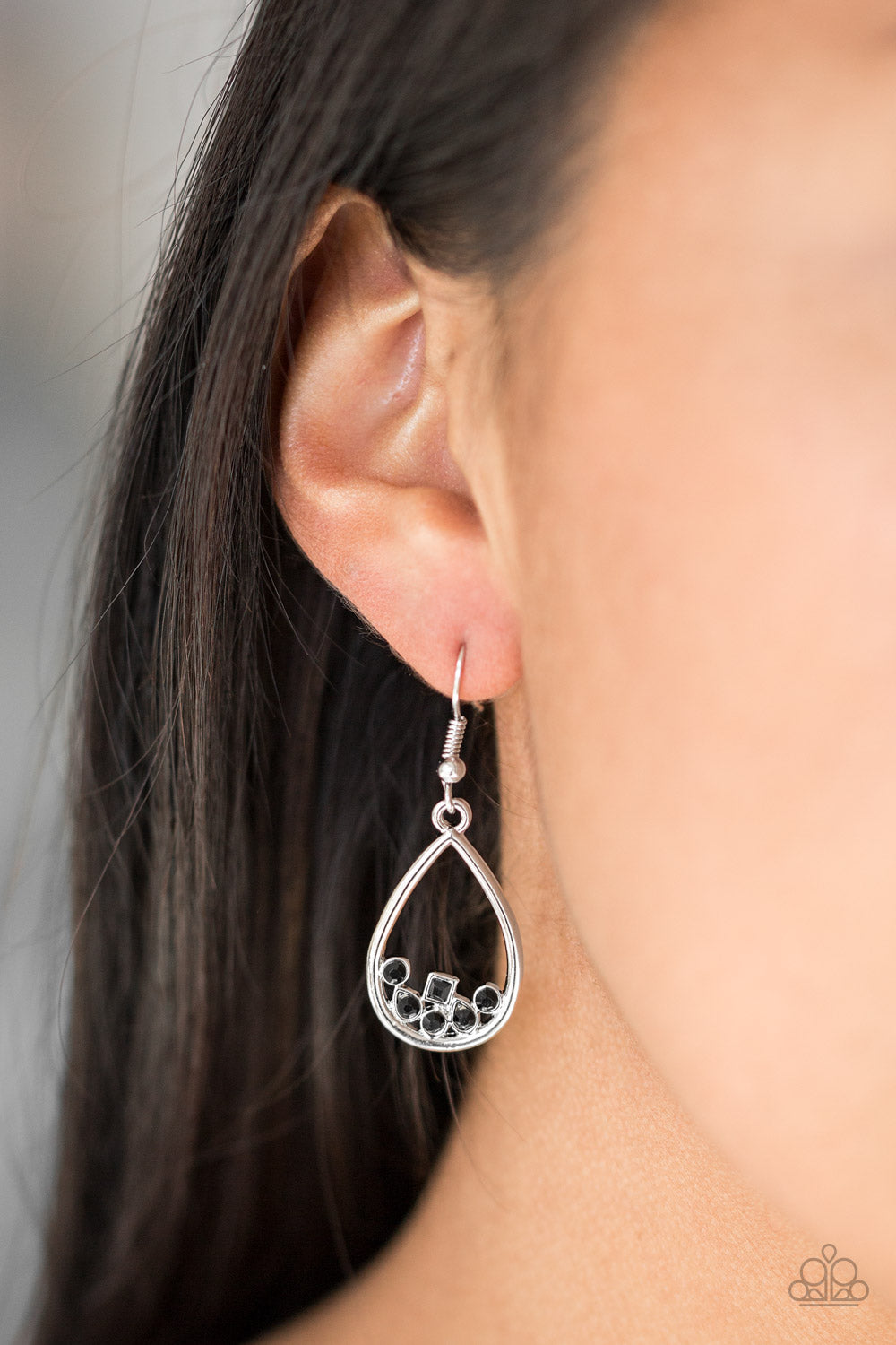 Paparazzi Accessories-Raindrop Radiance Black Earrings