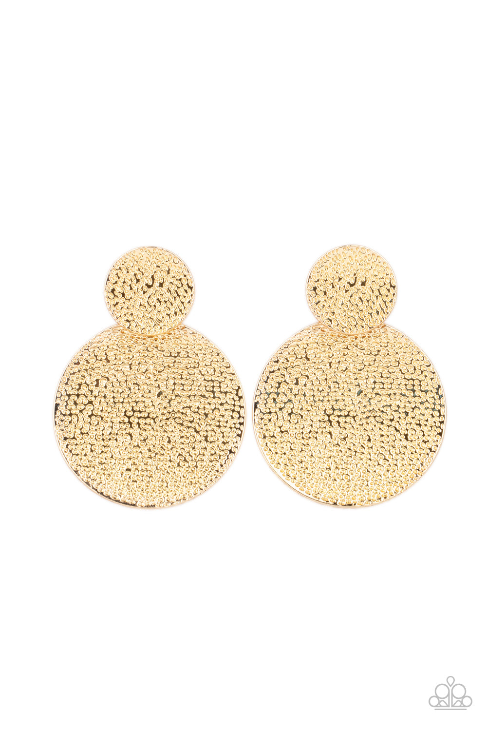 Paparazzi Accessories Refined Relic Gold Discs Earrings