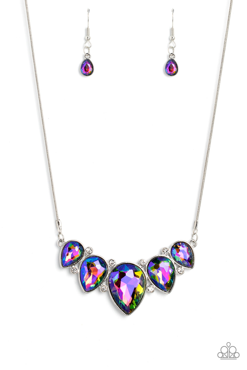 Paparazzi Accessories-Regally Refined Multi Shimmer Teardrop Necklace Set