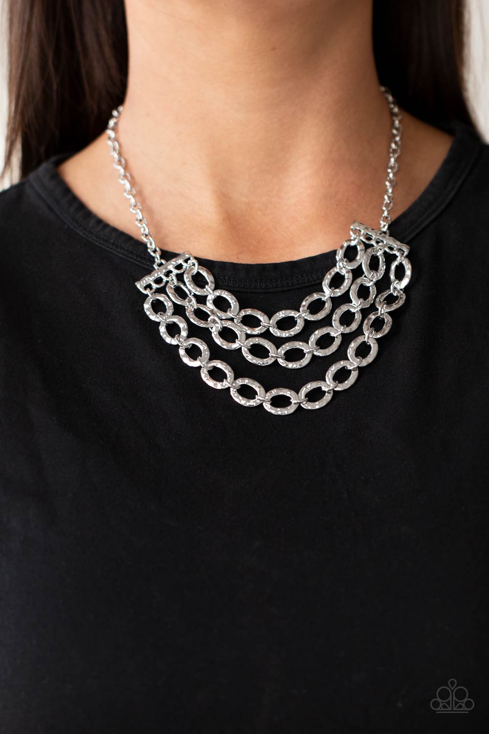 Paparazzi Accessories-Repeat After Me Silver Trio Chain Necklace Set
