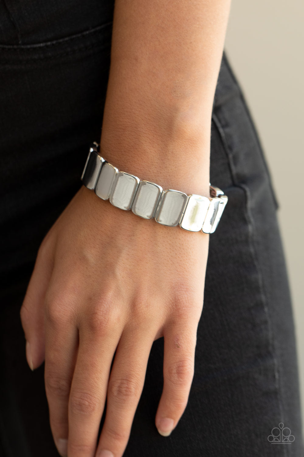 Paparazzi Accessories-Retro Effect Silver Rectangular Bracelet