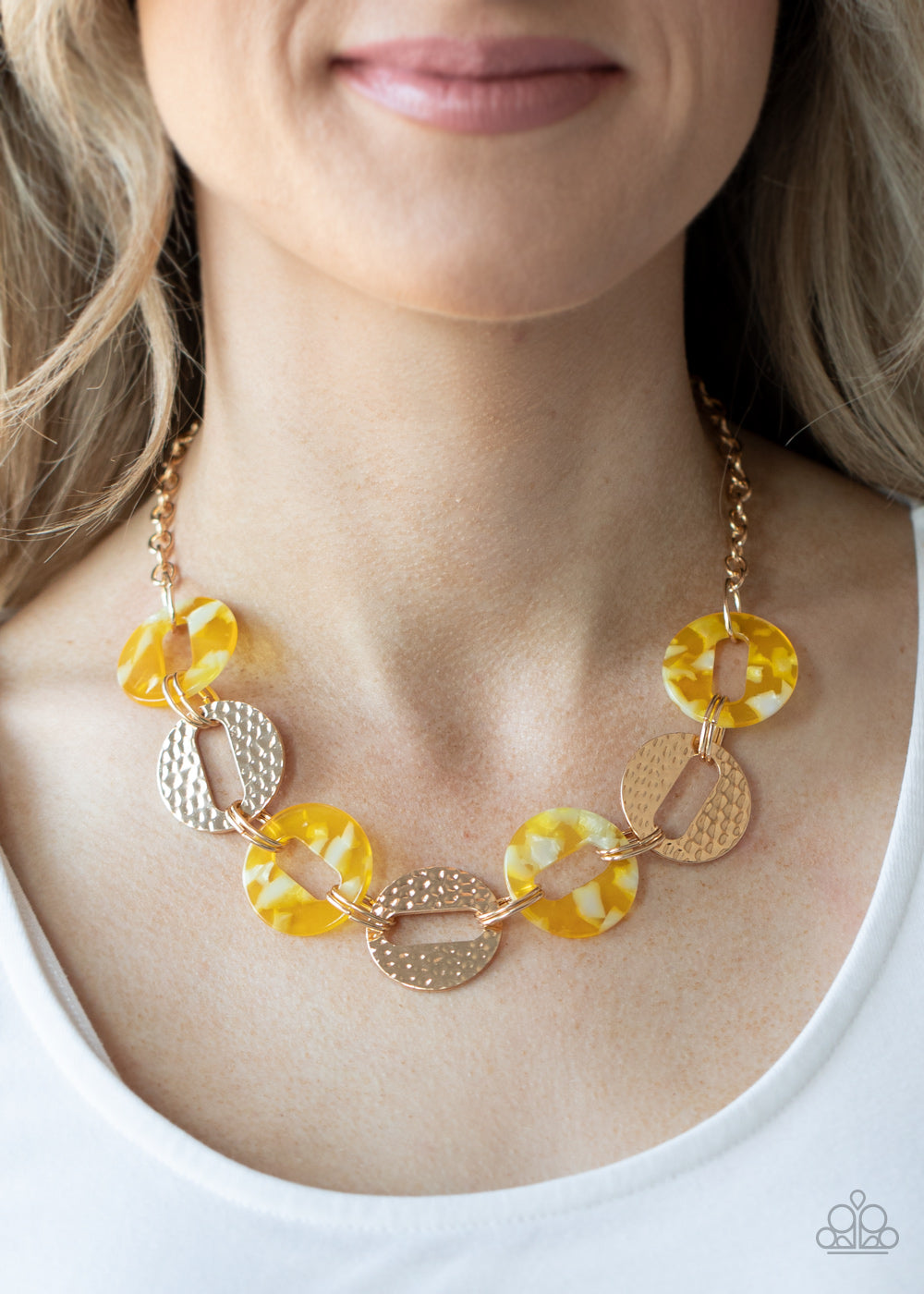 Paparazzi Accessories-Retro Retrograde Yellow Necklace Set