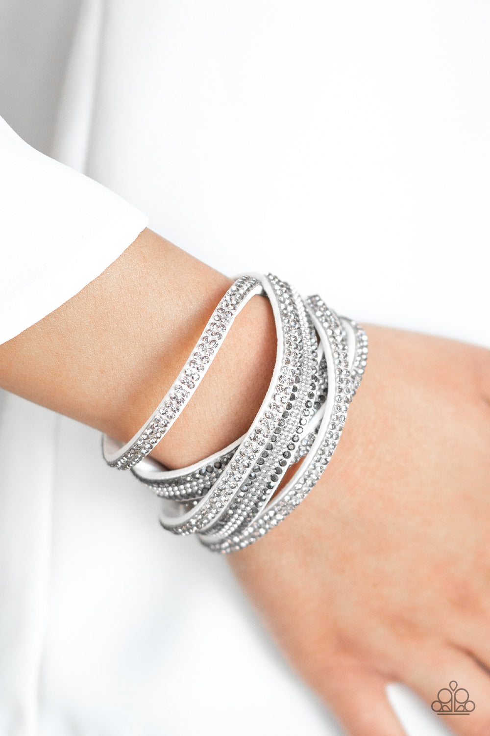 Paparazzi Accessories-Royal Razzle White Wrap Bracelet