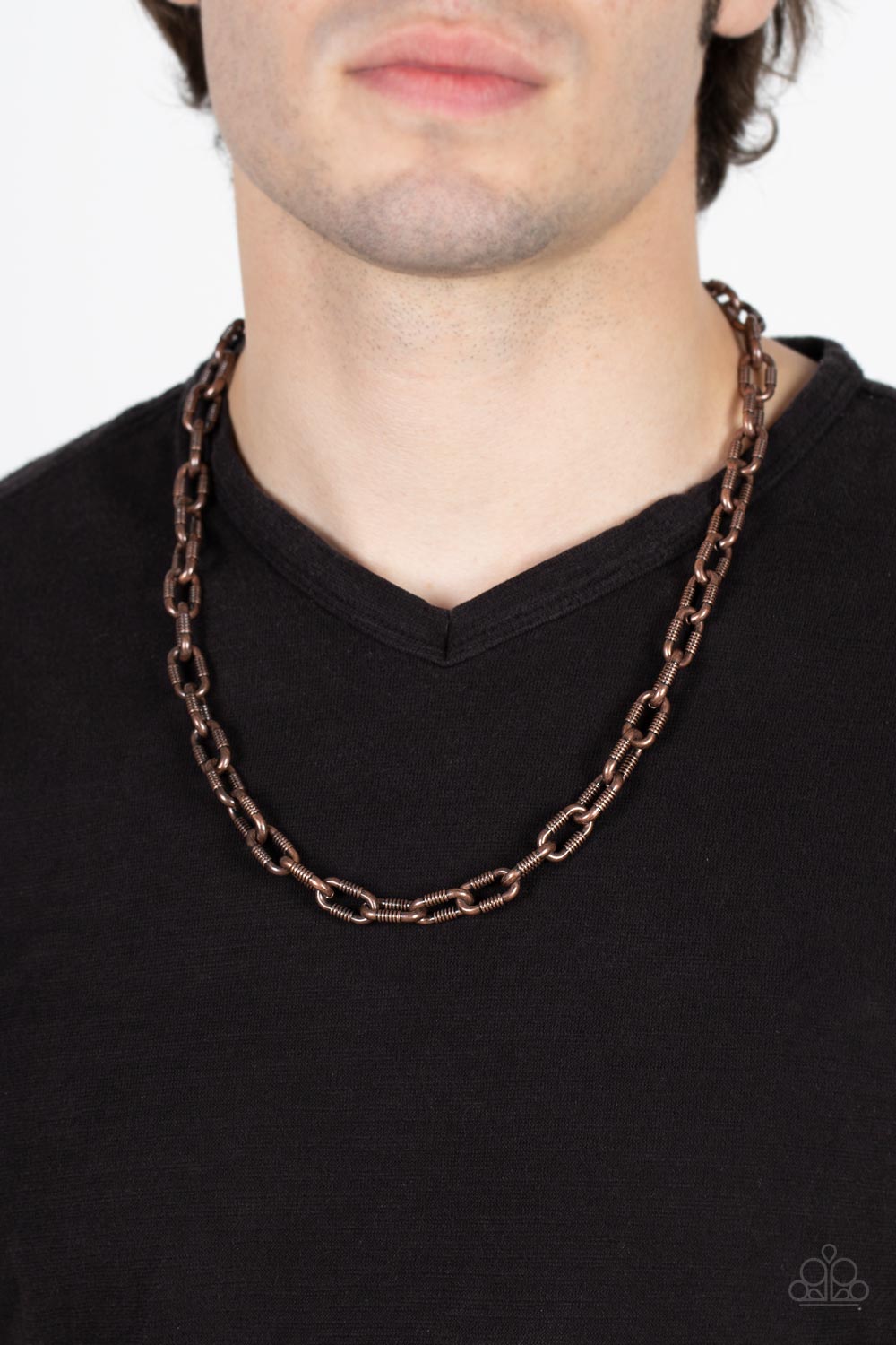 Paparazzi Accessories-Rural Recruit Copper Gritty Chain Necklace Set