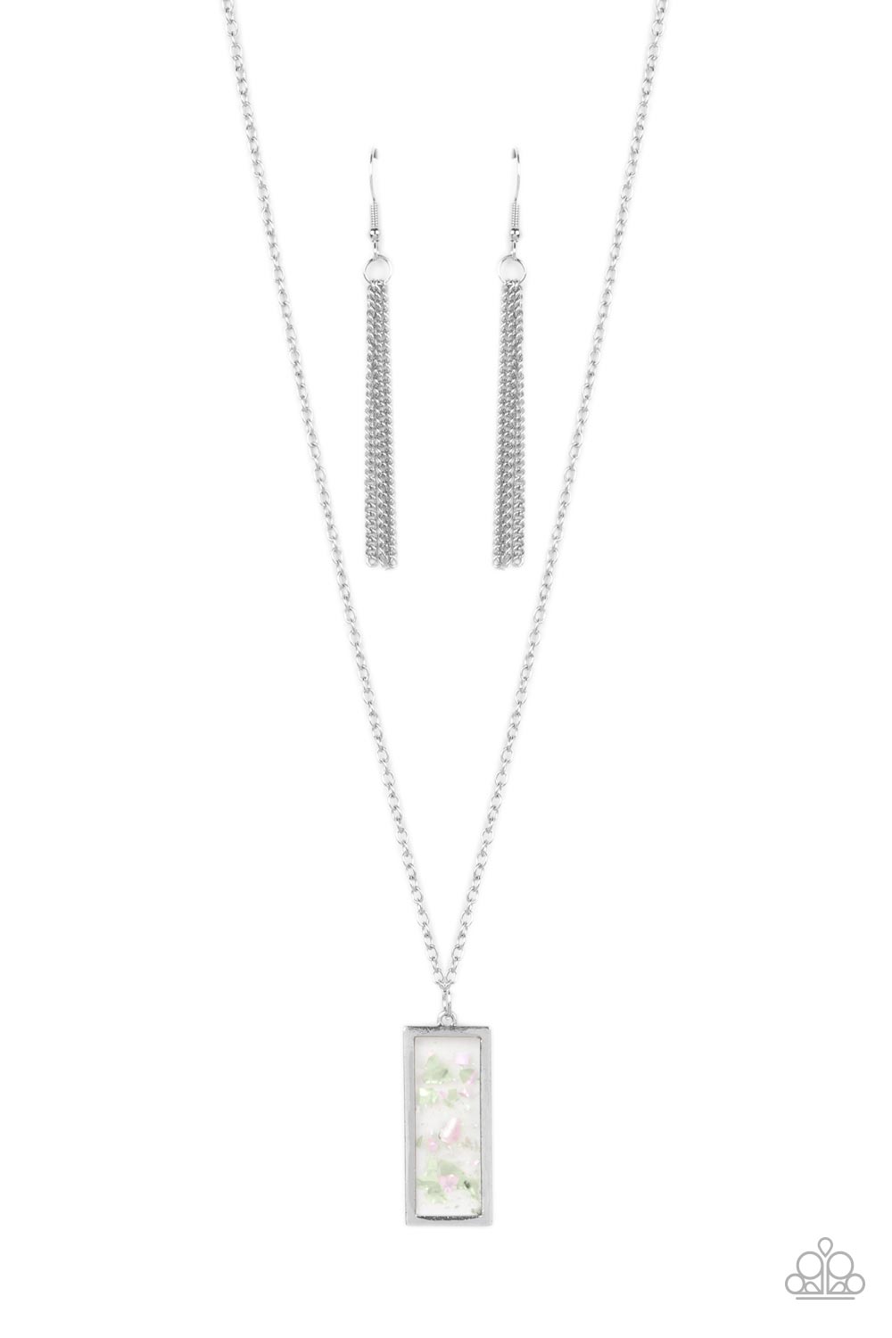 Paparazzi Accessories-SEA You Around Green Iridescent Encased Necklace Set