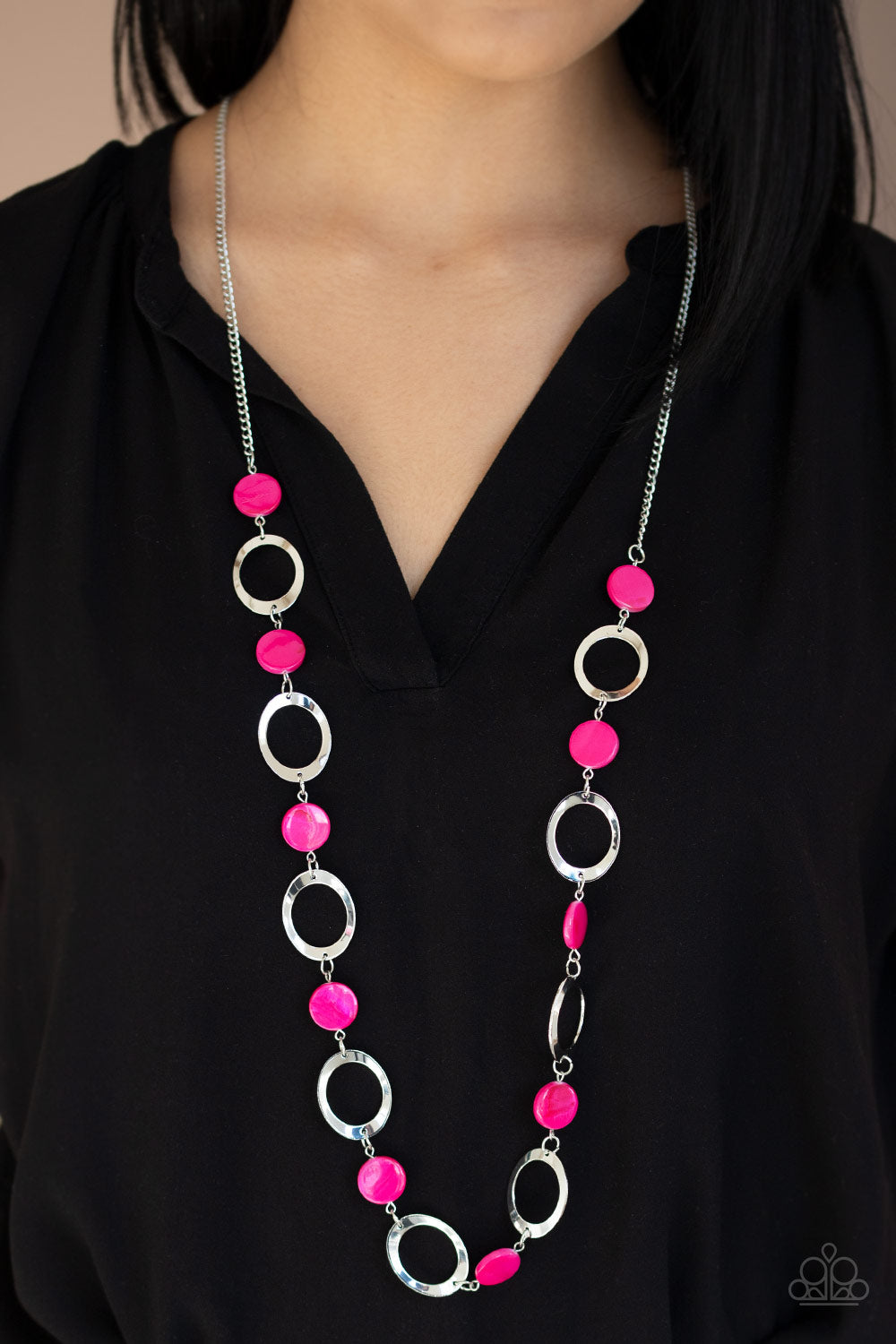 Paparazzi Accessories-SHELL Your Soul Pink Necklace Set