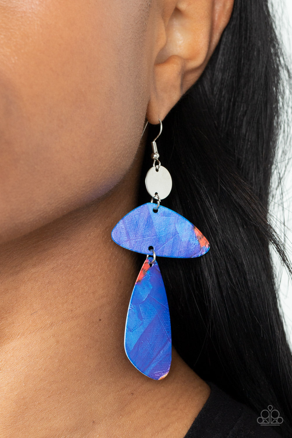 Paparazzi Accessories-SWATCH Me Now Blue Abstract Artsy Earrings
