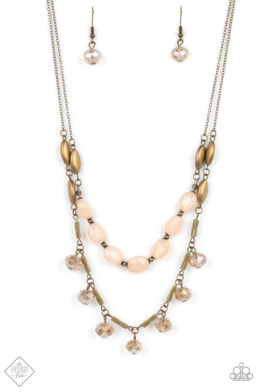 Paparazzi Accessories-Sheen Season Brass Glassy Bead 2022 FF Necklace Set