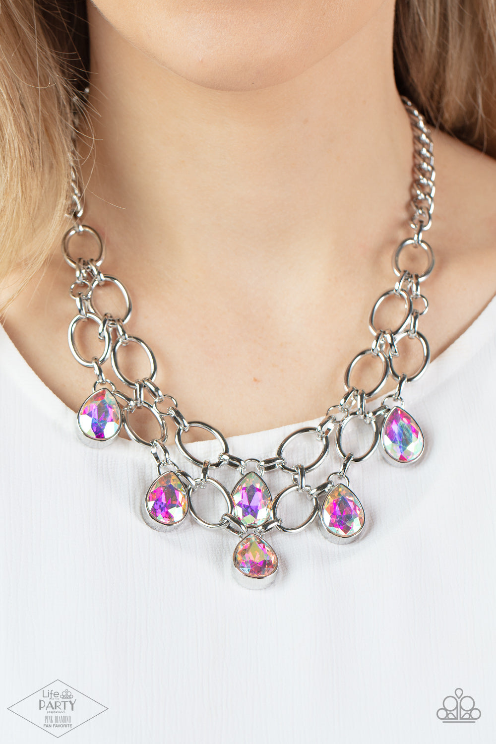 Paparazzi Accessories-Show-Stopping Shimmer Multi Iridescent Necklace Set