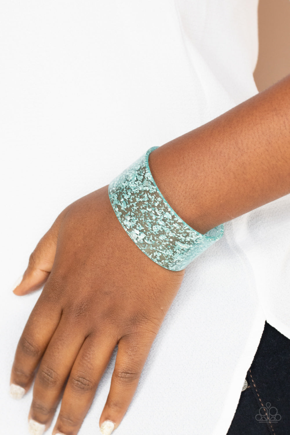 Paparazzi Accessories-Snap, Crackle, Pop! Blue Acrylic Cuff Bracelet