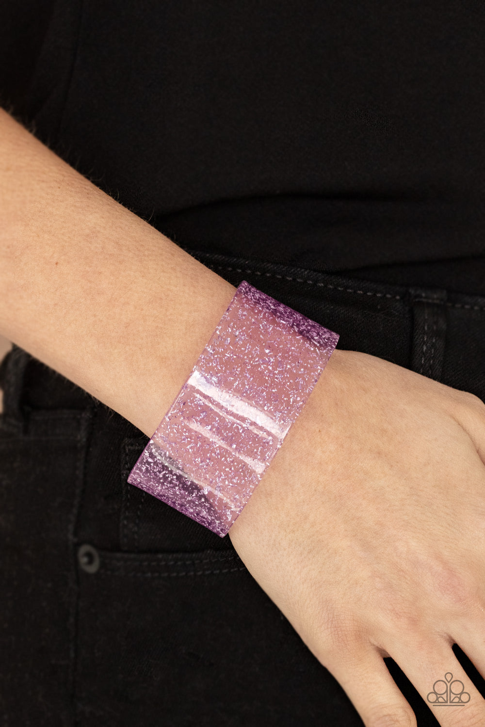 Paparazzi Accessories-Snap, Crackle, Pop! purple Acrylic Cuff Bracelet