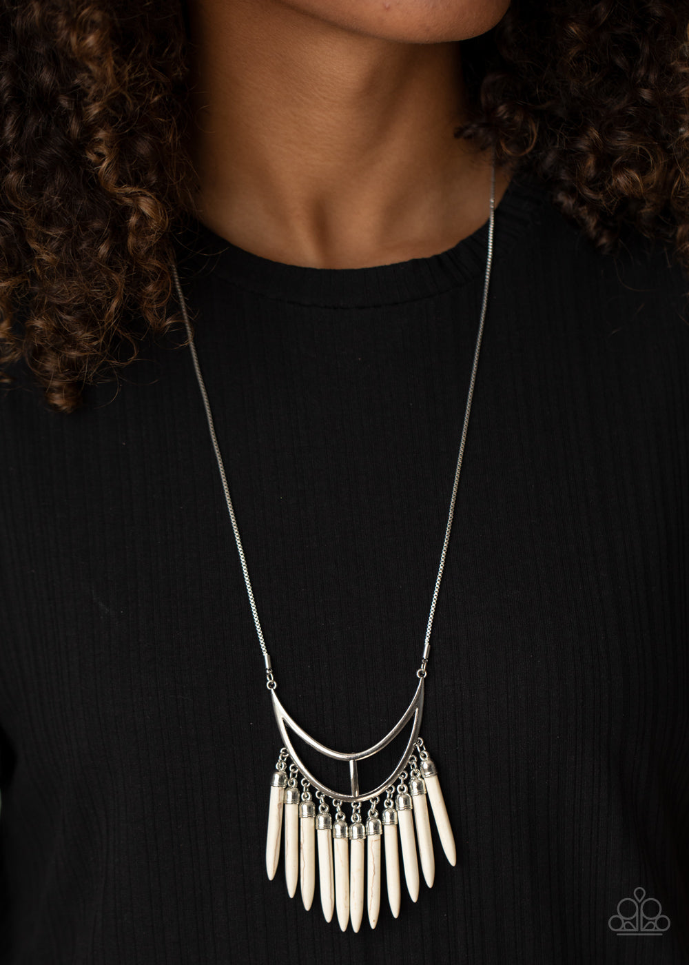 Paparazzi Accessories-Stone Age A-Lister White Necklace Set