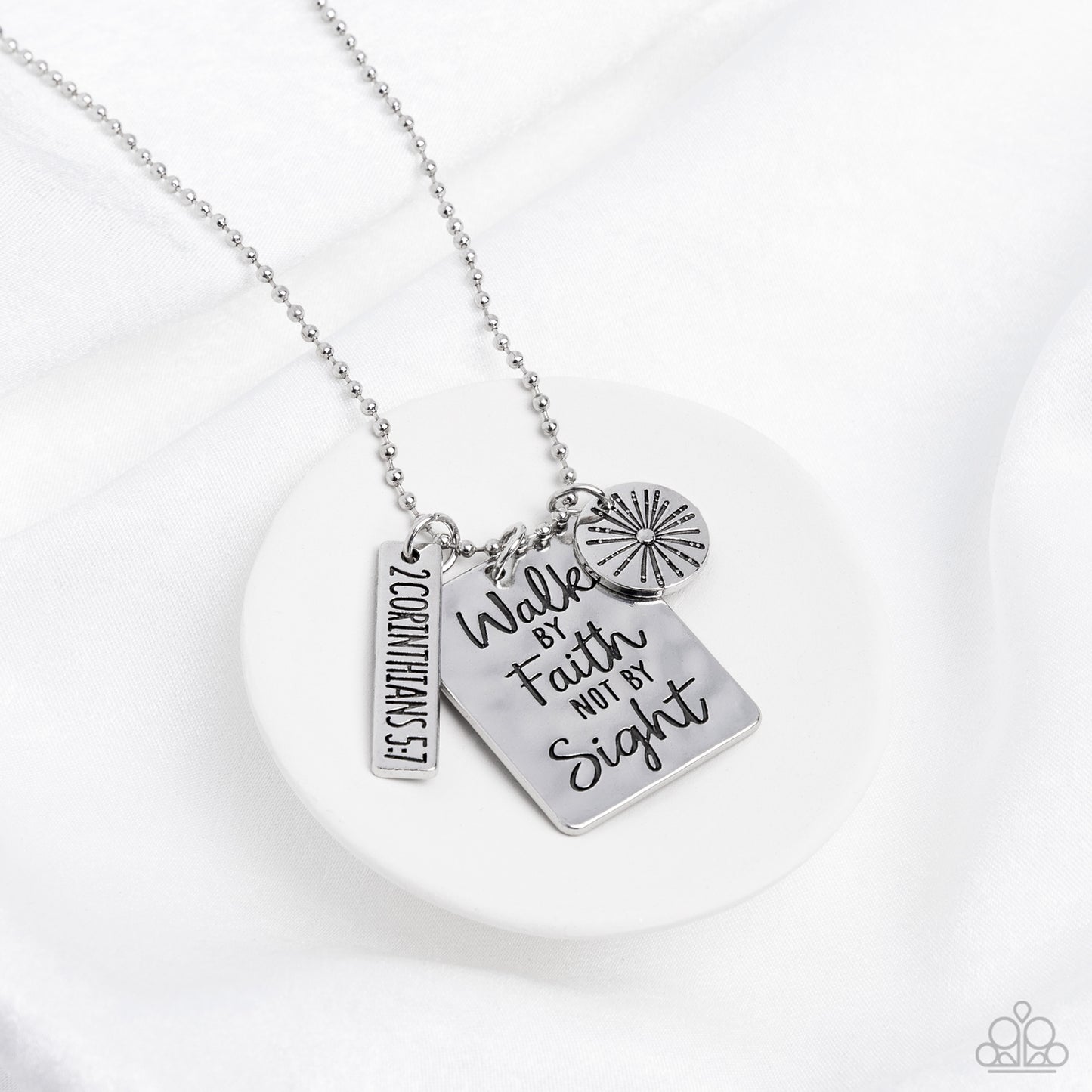 Paparazzi Accessories-Sunshine Sight Silver Walk By Faith Necklace Set