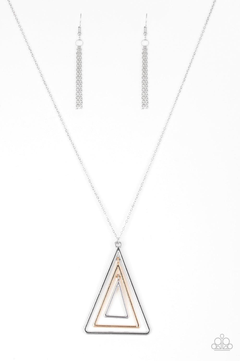 Paparazzi Accessories-TRI Harder Silver Necklace Set