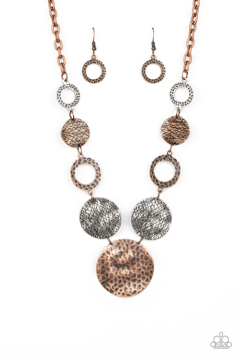Paparazzi Accessories-Terra Adventure Copper Scratched Necklace Set