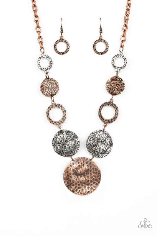 Paparazzi Accessories-Terra Adventure Copper Scratched Necklace Set