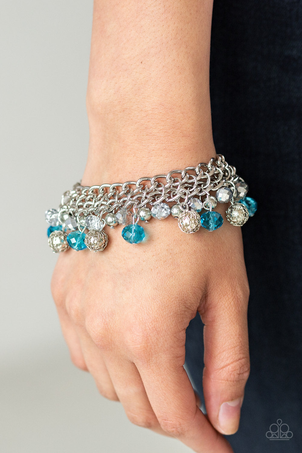 Paparazzi Accessories-The Party Planner Blue Crystal Bead Bracelet