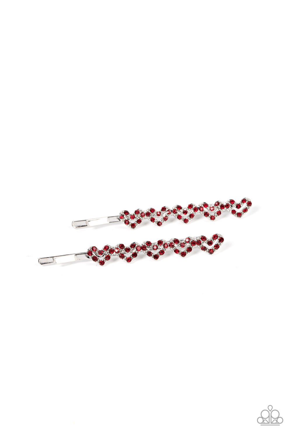 Paparazzi Accessories-Thinking of You Red Dainty Rhinestone Heart Hair Clip