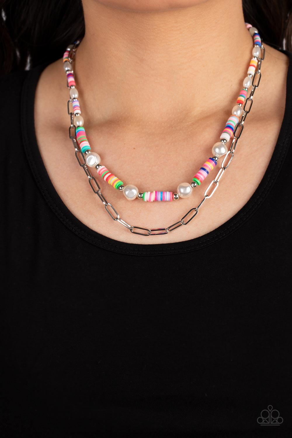 Paparazzi Accessories-Tidal Trendsetter Multi Color Paperclip Necklace Set