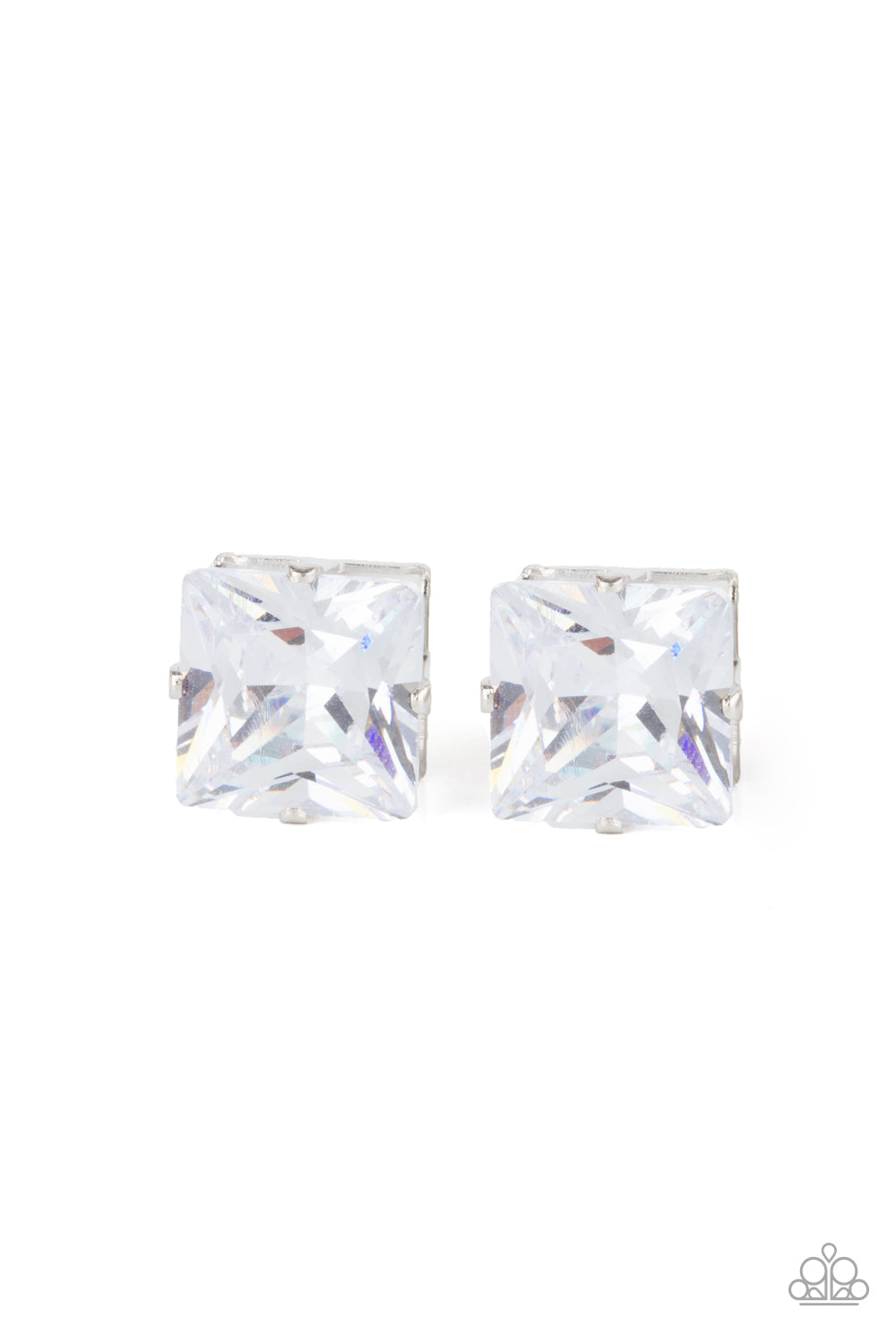 Paparazzi Accessories-Times Square Timeless Oversized Rhinestone Earrings