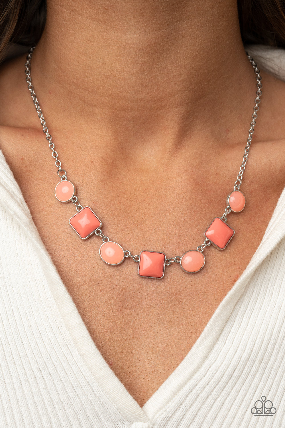 Paparazzi Accessories-Trend Worthy Orange Square/Round Shape Necklace Set