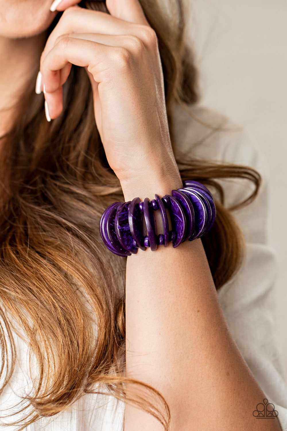 Paparazzi Accessories-Tropical Tiki Bar Purple Wood Bracelet