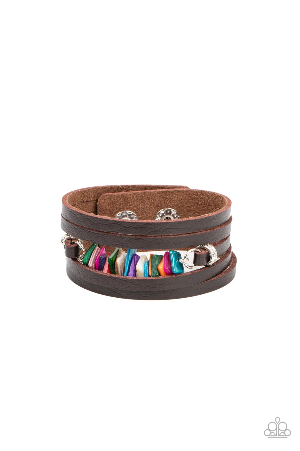 Paparazzi Accessories-Tropical Trek Multi Shell Accents Leather Bracelet