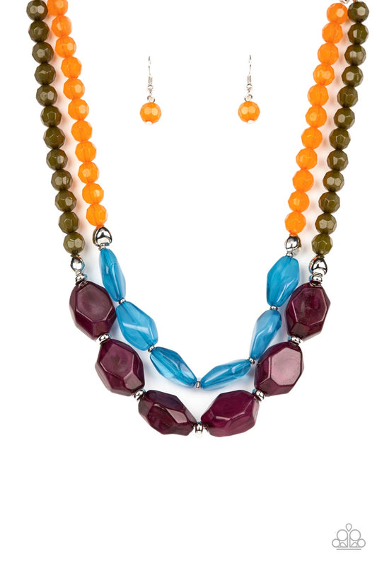 Paparazzi Accessories-Tropical Trove Purple Crystal Bead Necklace Set