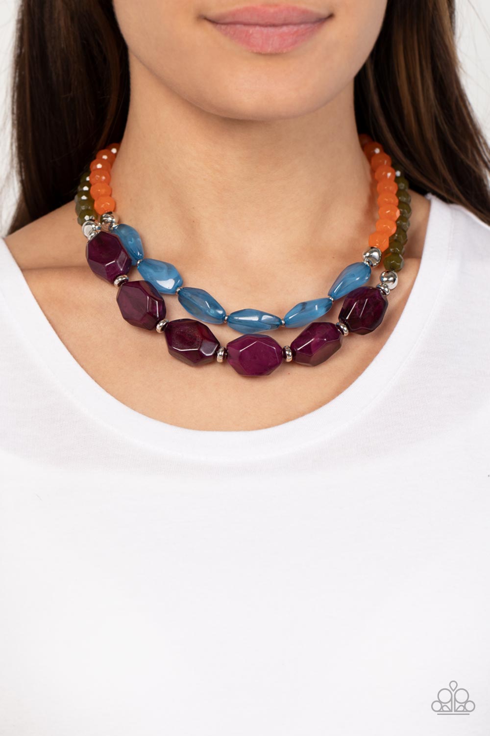 Paparazzi Accessories-Tropical Trove Purple Crystal Bead Necklace Set