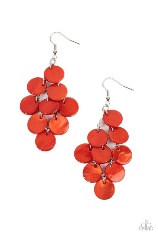 Paparazzi Accessories-Tropical Tryst Orange Shell Disc Earrings