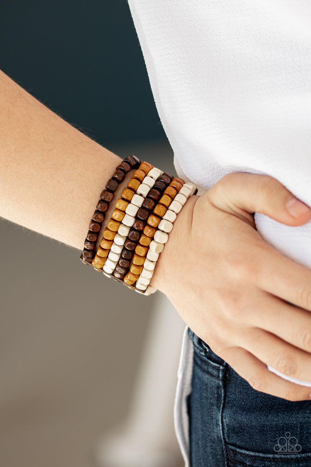 Paparazzi Accessories-Tropical Tundra Brown Wood Bracelet