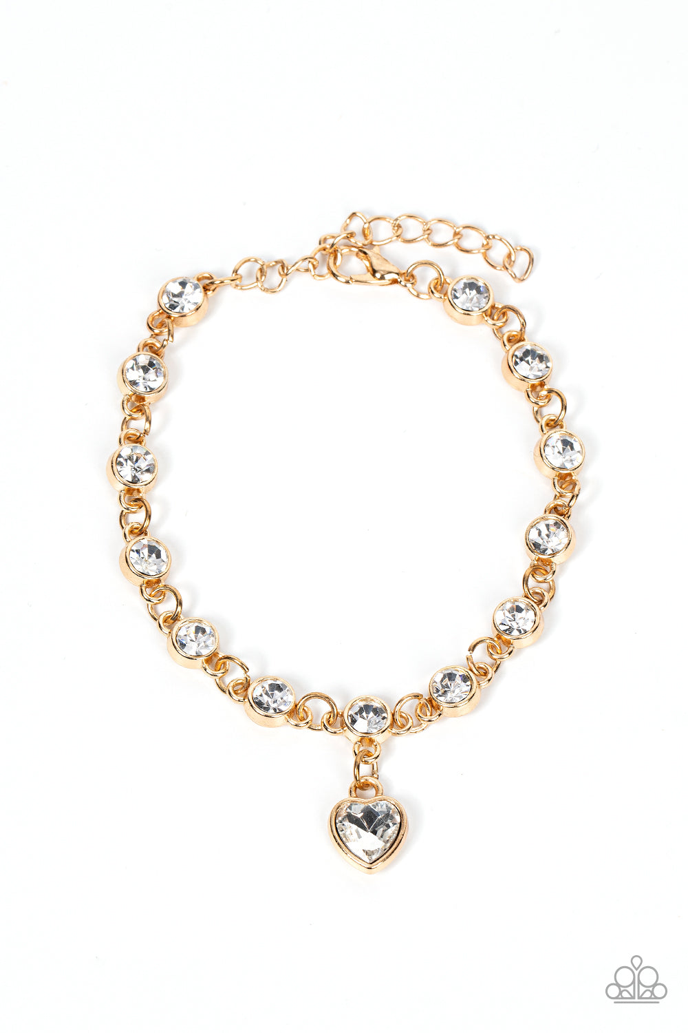 Paparazzi Accessories-Truly Lovely Gold Heart Charm Bracelet