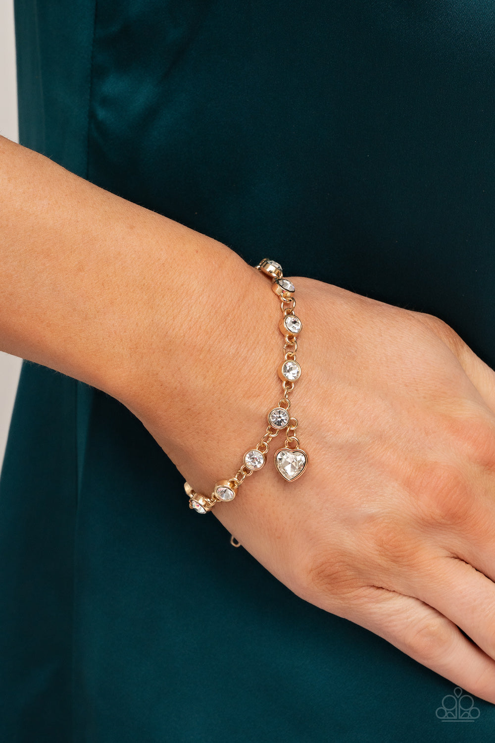 Paparazzi Accessories-Truly Lovely Gold Heart Charm Bracelet