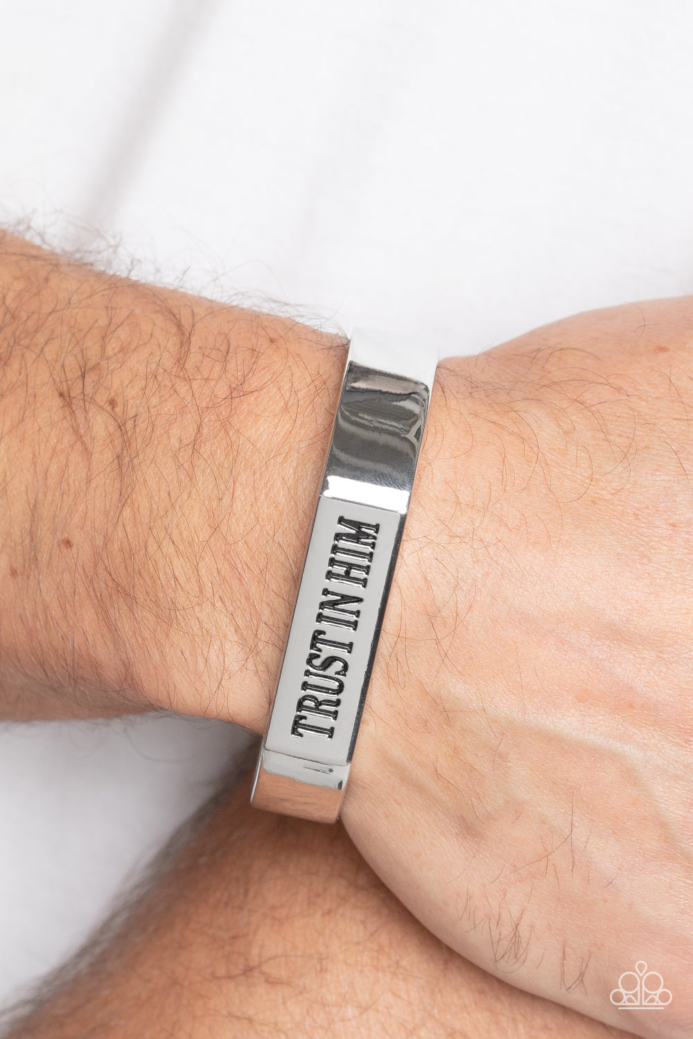 Paparazzi Accessories-Trusting Trinket Silver "TRUST HIM" Men's Bracelet