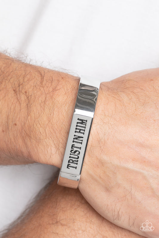 Paparazzi Accessories-Trusting Trinket Silver "TRUST HIM" Men's Bracelet