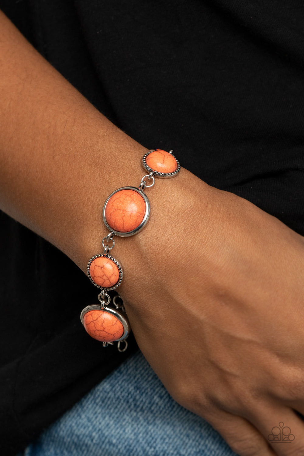 Paparazzi Accessories-Turn Up The Terra Orange Stone Bracelet
