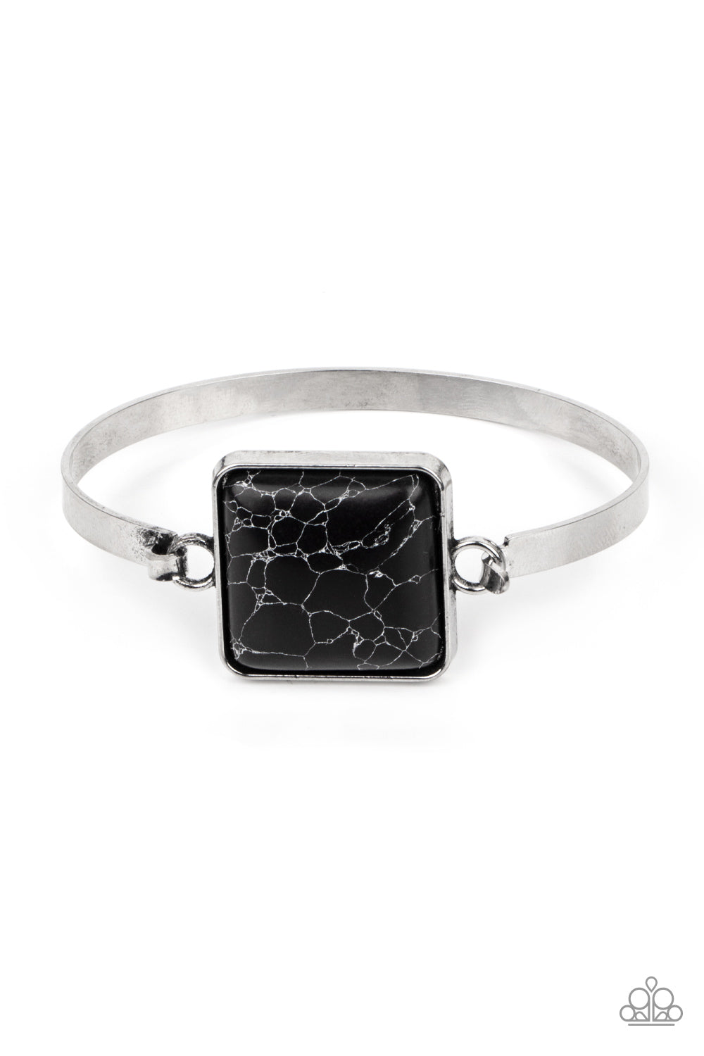 Paparazzi Accessories-Turning a CORNERSTONE Black Square Hinge Bracelet