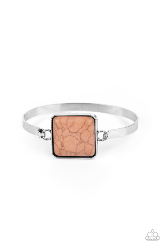 Paparazzi Accessories-Turning A CORNERSTONE Brown Square Cuff Bracelet
