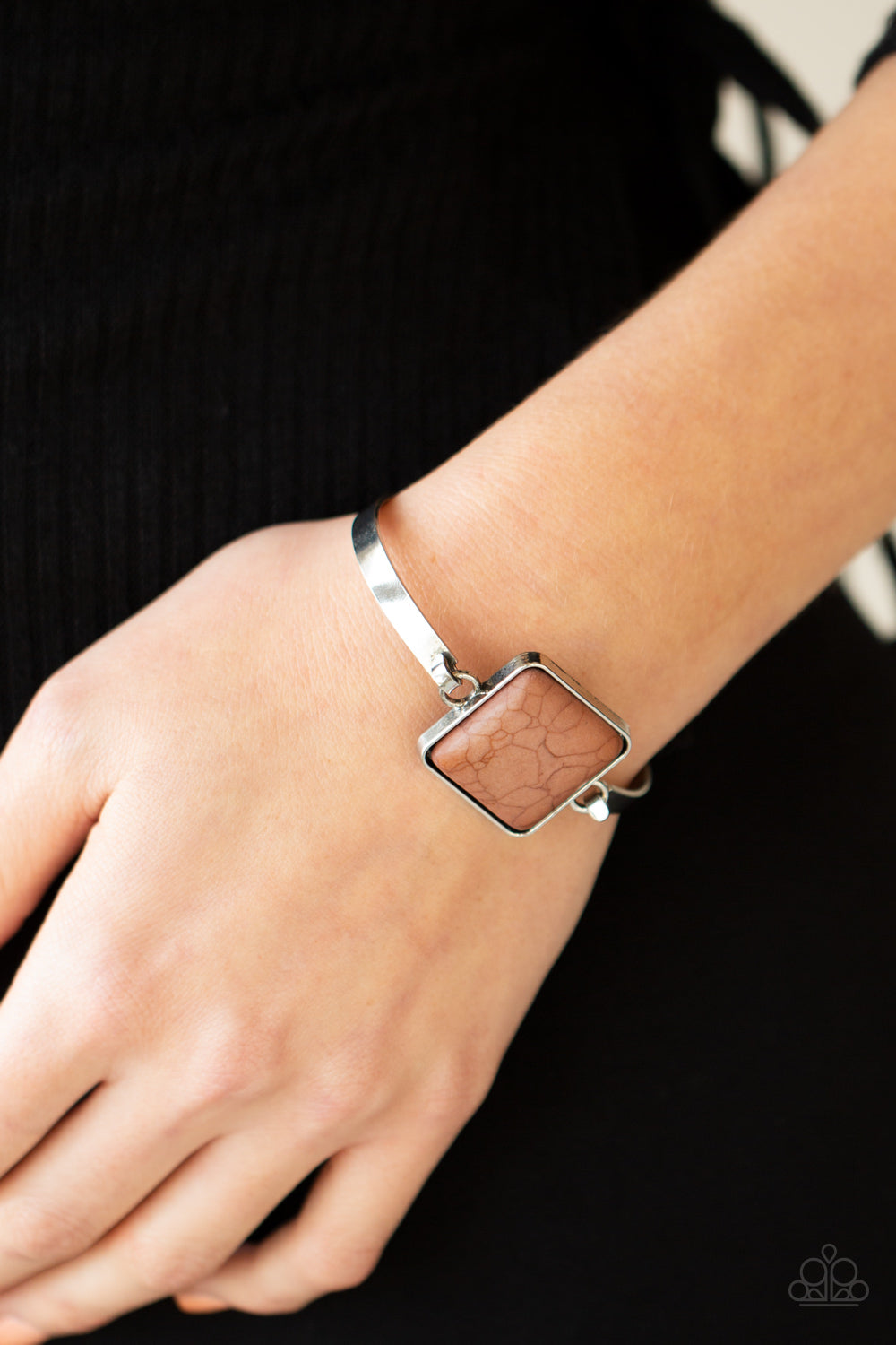 Paparazzi Accessories-Turning A CORNERSTONE Brown Square Cuff Bracelet
