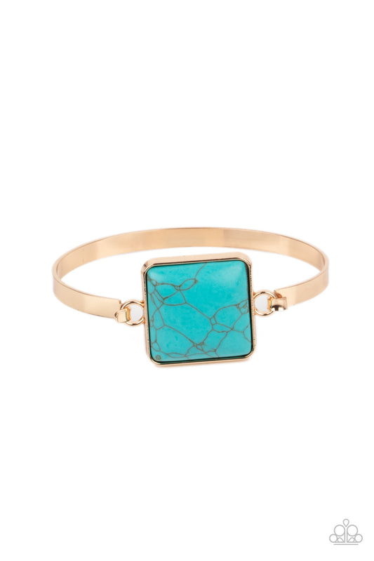 Paparazzi Accessories-Turning A CORNERSTONE Gold/Turquoise Cuff Bracelet