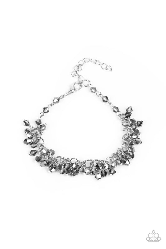 Paparazzi Accessories-Twinkly Twilight Hematite Crystal Smoky Bead Bracelet